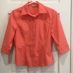 Caslon peach short cotton blouse